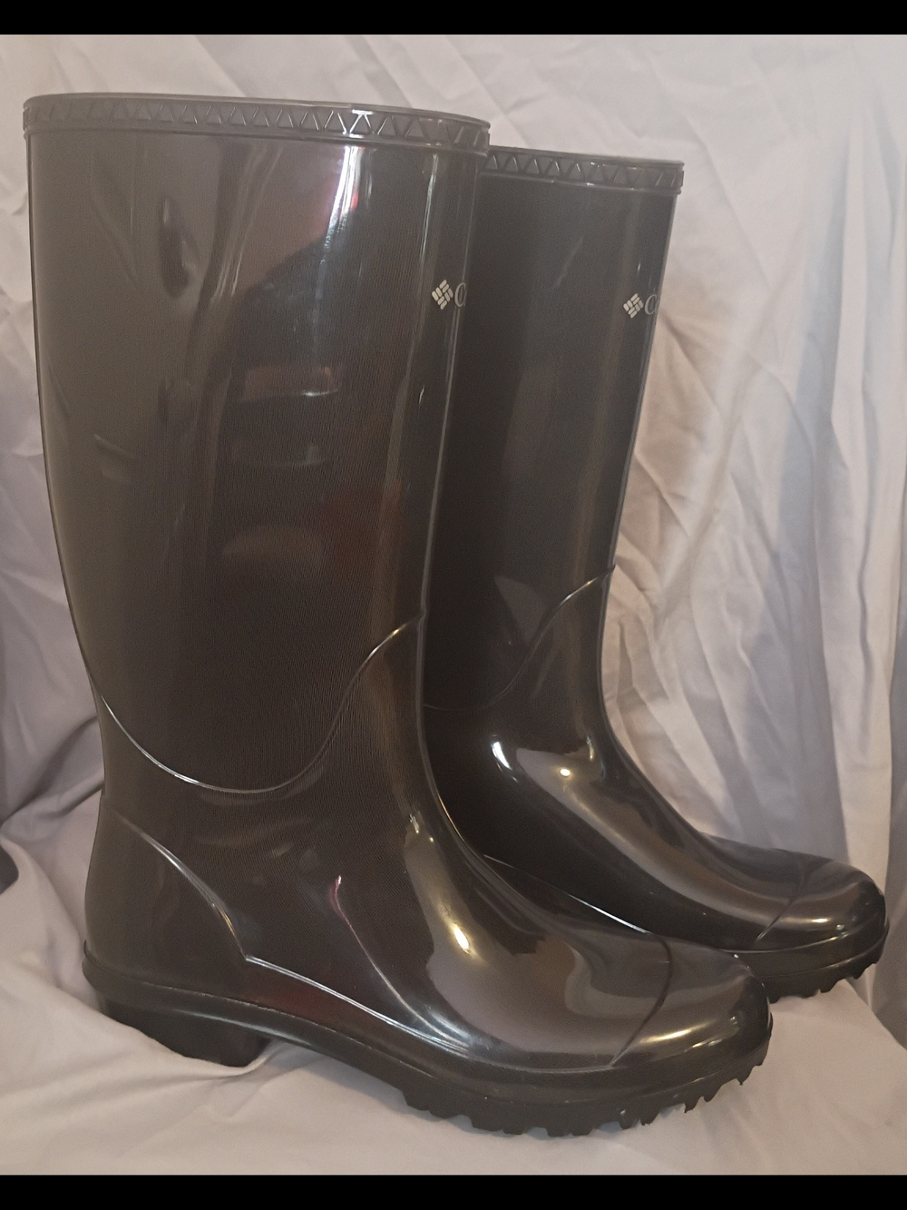 Columbia Women's Glossy Charcoal Waterproof Rain Boots Omni Heat